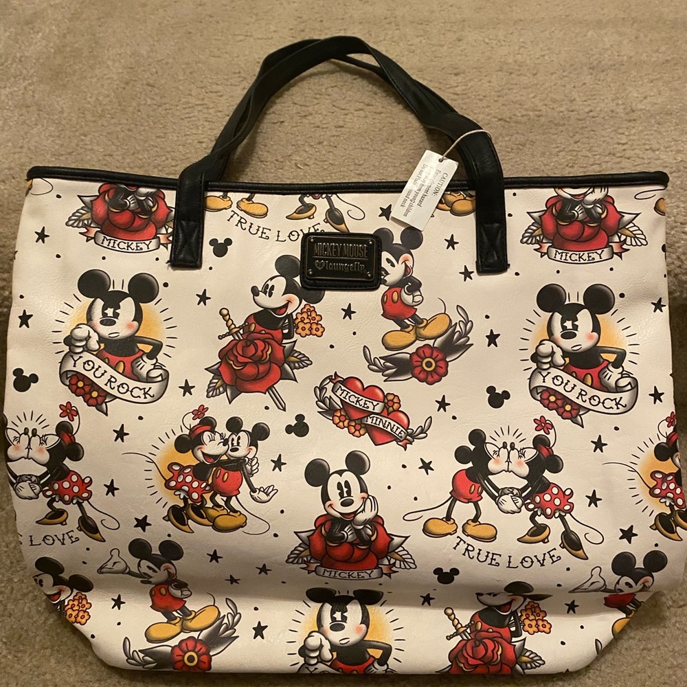 EUC disney loungefly tattoo bag with mickey and minnie